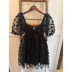Thirty/Thirty LA Dress Black Butterflies Tulle Whimsy Medium.